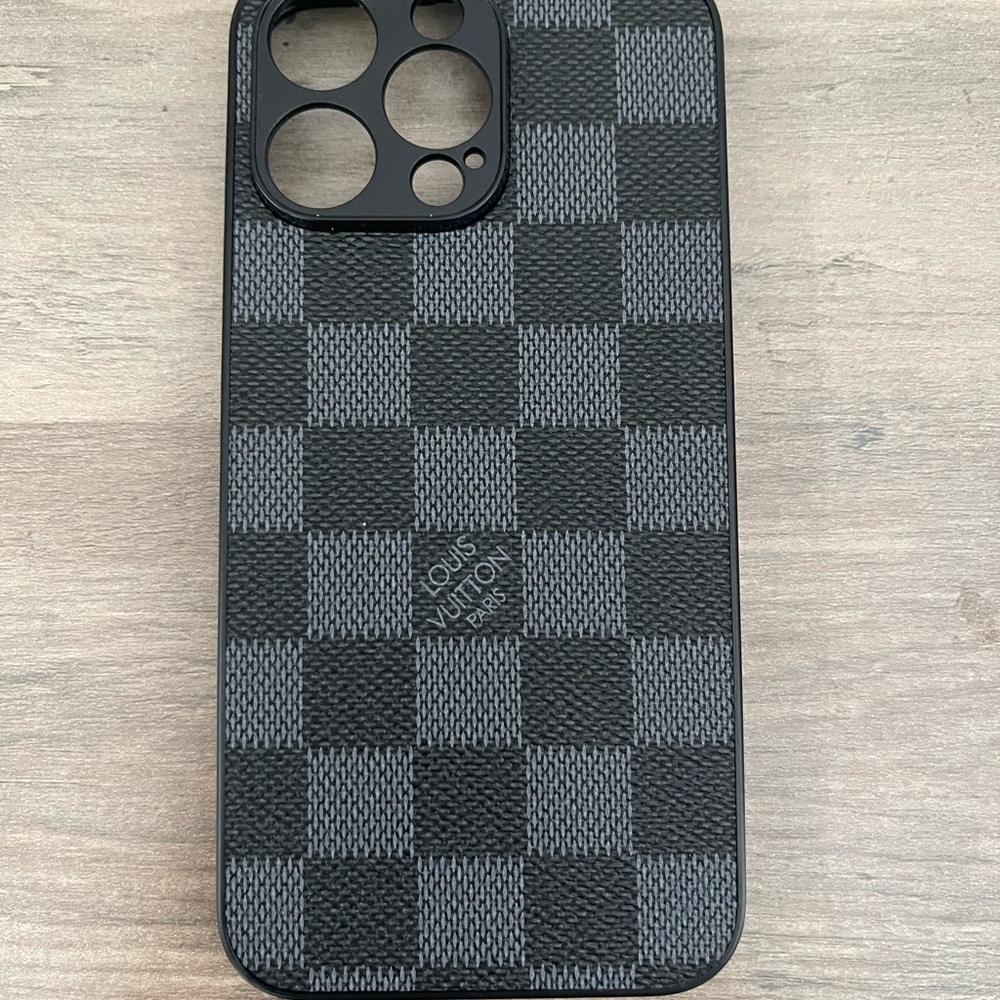 iPhone 16 pro max Black and Gray Checkered Phone Case
